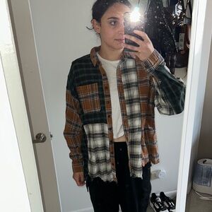 Plaid Patchwork Flannel Shirt